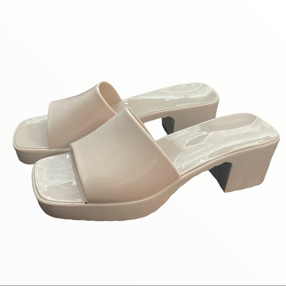 Beige Jelly Block Heels - Picture 2 of 12
